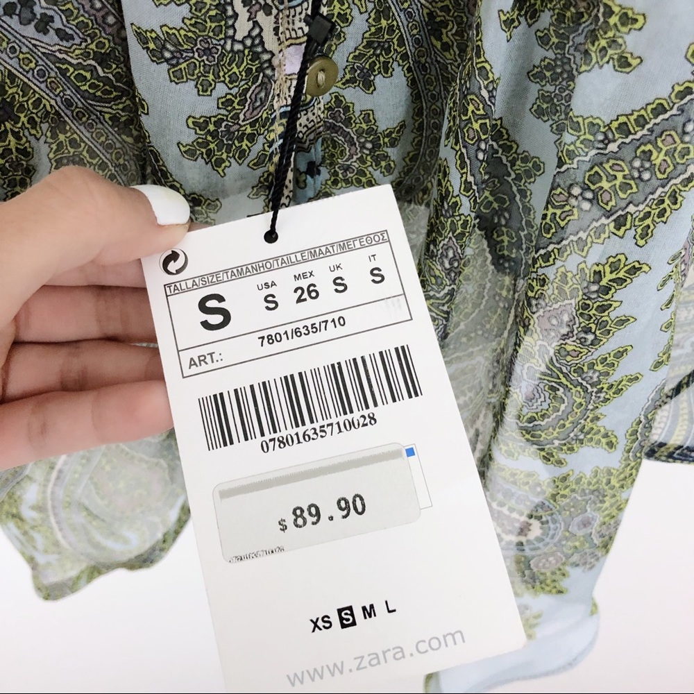 SOLD NWT Zara Woman Sheer Paisley Balloon Sleeve - Picture 4 of 8